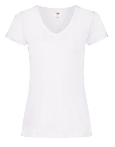 Fruit Of The Loom 61398 FOTL Ladies Valueweight V Neck T - White