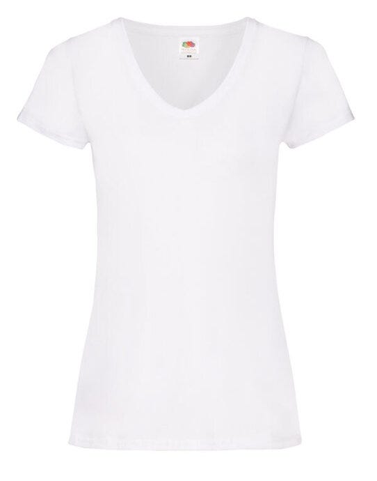Fruit Of The Loom 61398 FOTL Ladies Valueweight V Neck T - White