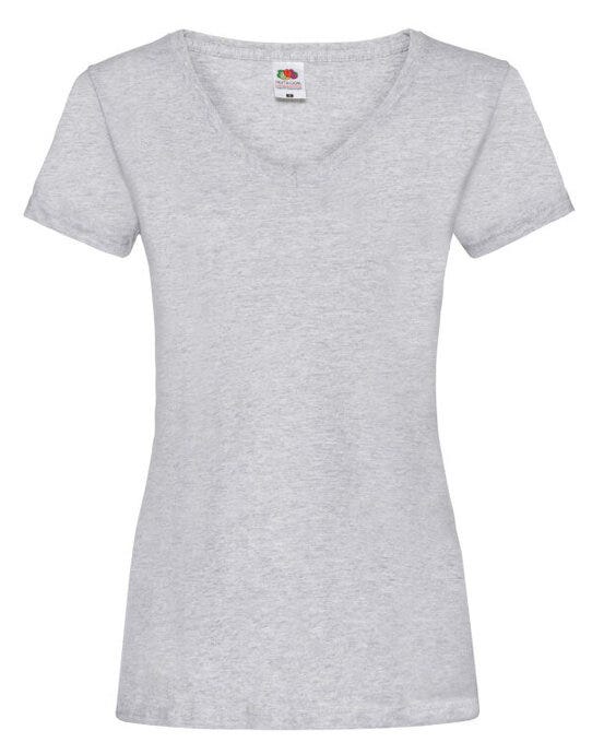 Fruit Of The Loom 61398 FOTL Ladies Valueweight V Neck T - Heather Grey