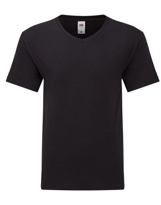 Fruit Of The Loom 61442 FOTL Mens Iconic 150 V-Neck T - Black