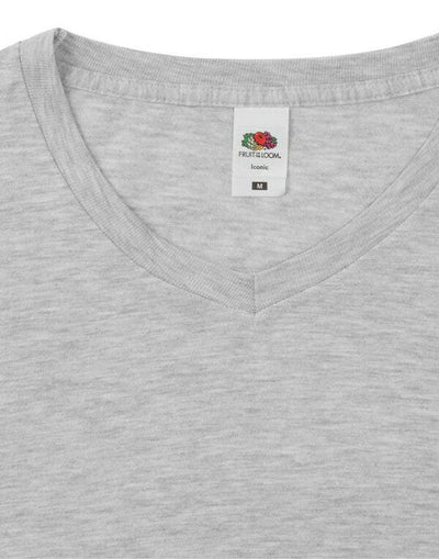 Fruit Of The Loom 61442 FOTL Mens Iconic 150 V-Neck T - Heather Grey