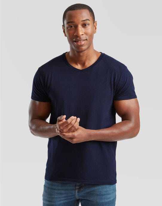 Fruit Of The Loom 61442 FOTL Mens Iconic 150 V-Neck T - Deep Navy
