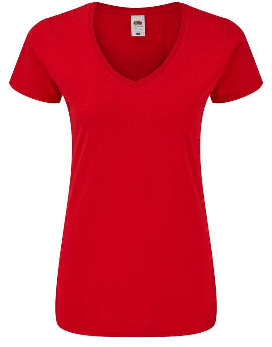 Fruit Of The Loom 61444 FOTL Ladies Iconic 150 V-Neck T - Red