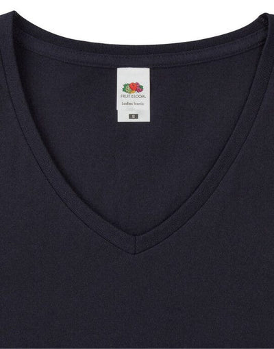 Fruit Of The Loom 61444 FOTL Ladies Iconic 150 V-Neck T - Deep Navy