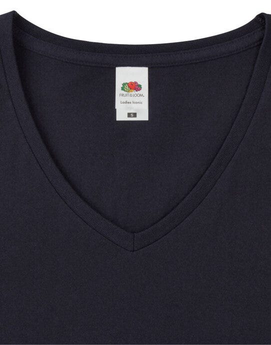 Fruit Of The Loom 61444 FOTL Ladies Iconic 150 V-Neck T - Deep Navy