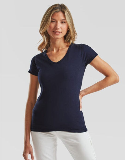 Fruit Of The Loom 61444 FOTL Ladies Iconic 150 V-Neck T - Deep Navy