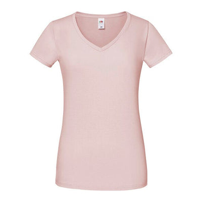 Fruit Of The Loom 61444 FOTL Ladies Iconic 150 V-Neck T - Powder Rose