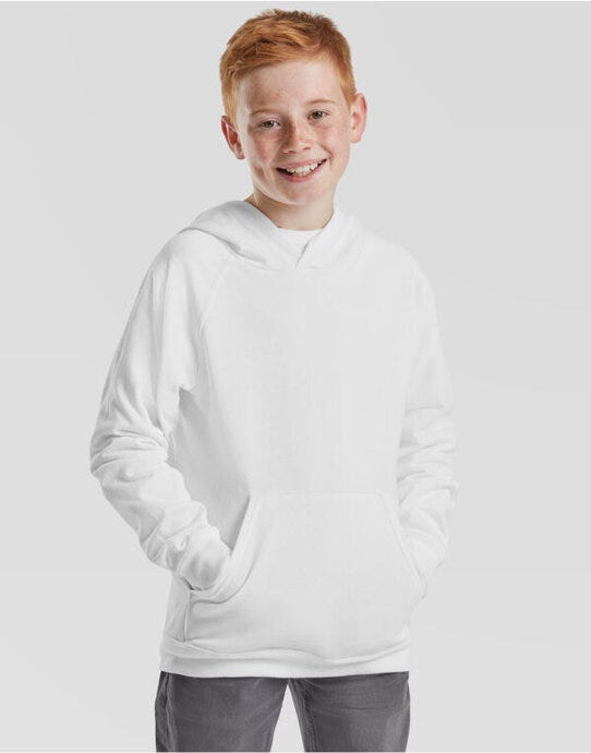 Fruit Of The Loom 62009 FOTL Kids Lightweight Hooded Sweat - White