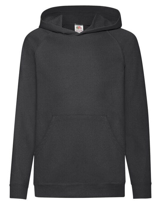 Fruit Of The Loom 62009 FOTL Kids Lightweight Hooded Sweat - Black