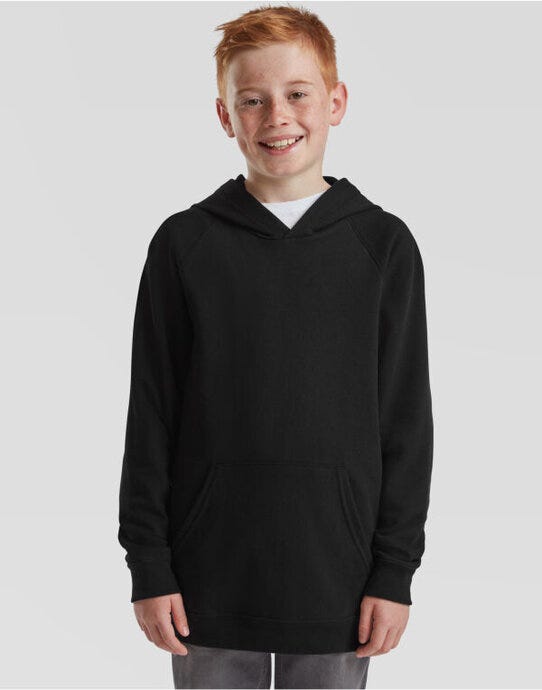 Fruit Of The Loom 62009 FOTL Kids Lightweight Hooded Sweat - Black