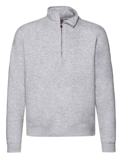 Fruit Of The Loom 62032 FOTL Mens Premium Zip Neck Sweat - Heather Grey