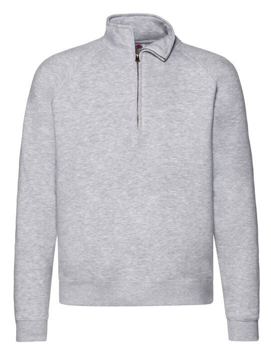 Fruit Of The Loom 62032 FOTL Mens Premium Zip Neck Sweat - Heather Grey
