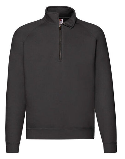 Fruit Of The Loom 62032 FOTL Mens Premium Zip Neck Sweat - Black