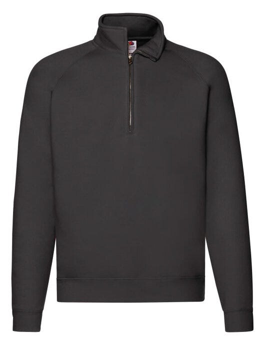 Fruit Of The Loom 62032 FOTL Mens Premium Zip Neck Sweat - Black