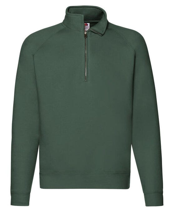Fruit Of The Loom 62032 FOTL Mens Premium Zip Neck Sweat - Bottle Green