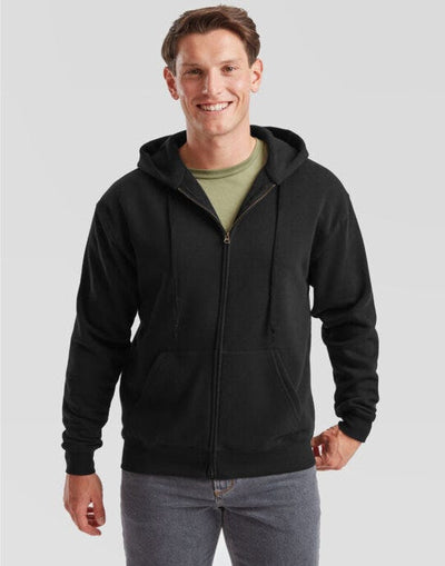 Fruit Of The Loom 62034 FOTL Mens Premium Hooded Sweat Jkt - Black