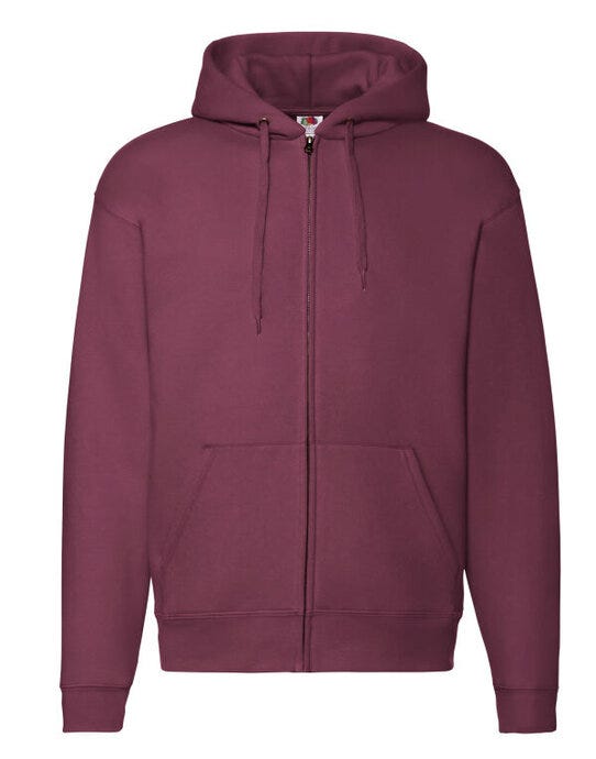 Fruit Of The Loom 62034 FOTL Mens Premium Hooded Sweat Jkt - Burgundy
