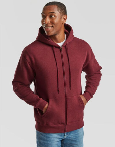 Fruit Of The Loom 62034 FOTL Mens Premium Hooded Sweat Jkt - Burgundy