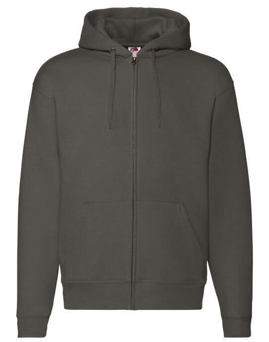 Fruit Of The Loom 62034 FOTL Mens Premium Hooded Sweat Jkt - Charcoal