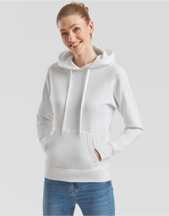 Fruit Of The Loom 62038 FOTL Ladies Classic Hooded Sweat - White