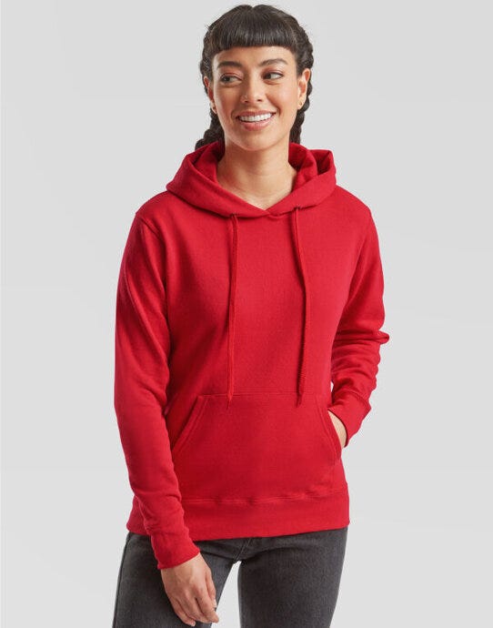 Fruit Of The Loom 62038 FOTL Ladies Classic Hooded Sweat - Red
