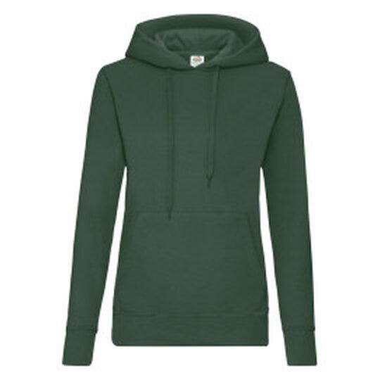 Fruit Of The Loom 62038 FOTL Ladies Classic Hooded Sweat - Bottle Green