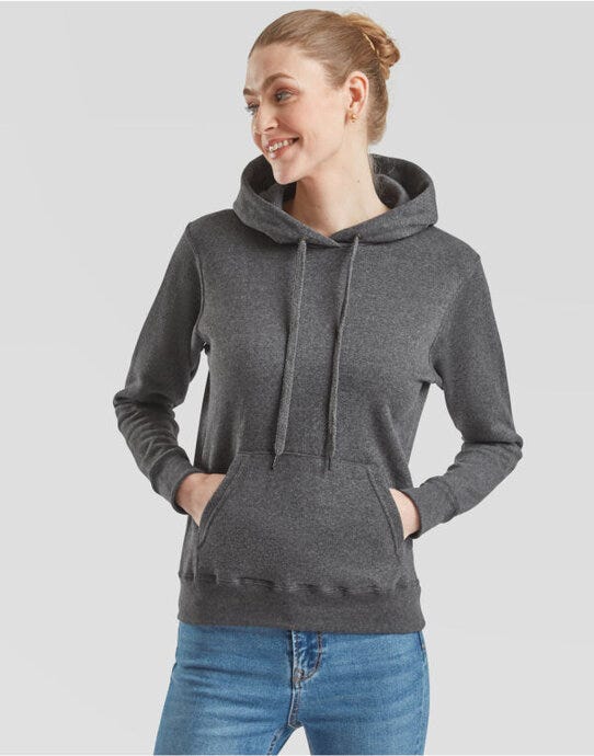 Fruit Of The Loom 62038 FOTL Ladies Classic Hooded Sweat - Dark Heather