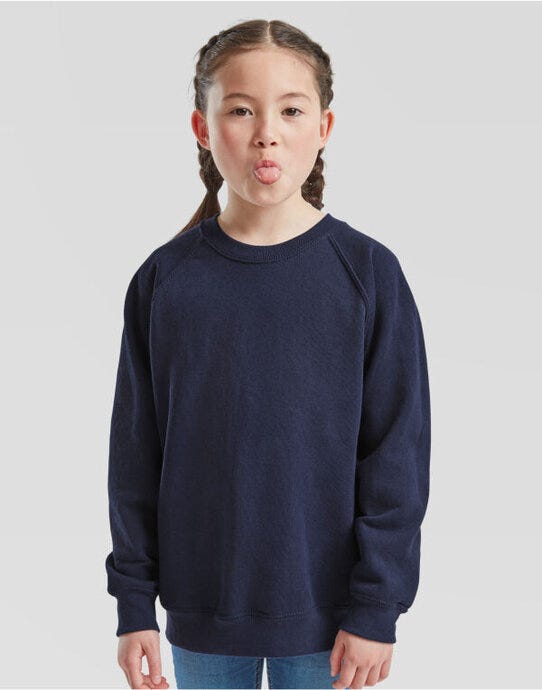 Fruit Of The Loom 62039 FOTL Kids Classic Raglan Sweat - Navy Blue