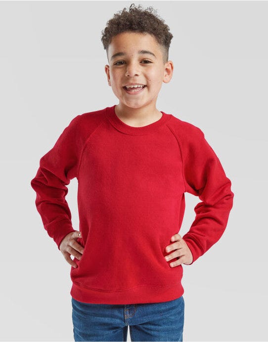 Fruit Of The Loom 62039 FOTL Kids Classic Raglan Sweat - Red