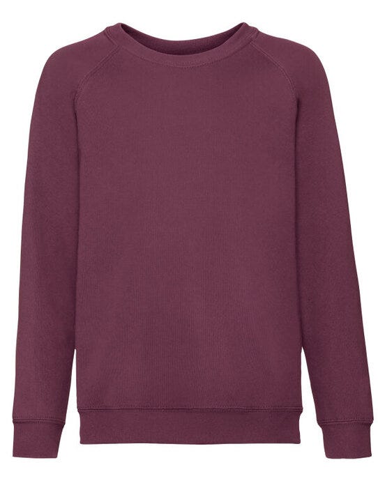 Fruit Of The Loom 62039 FOTL Kids Classic Raglan Sweat - Burgundy
