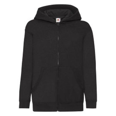 Fruit Of The Loom 62045 FOTL Kids Classic Hooded Sweat Jacket - Black