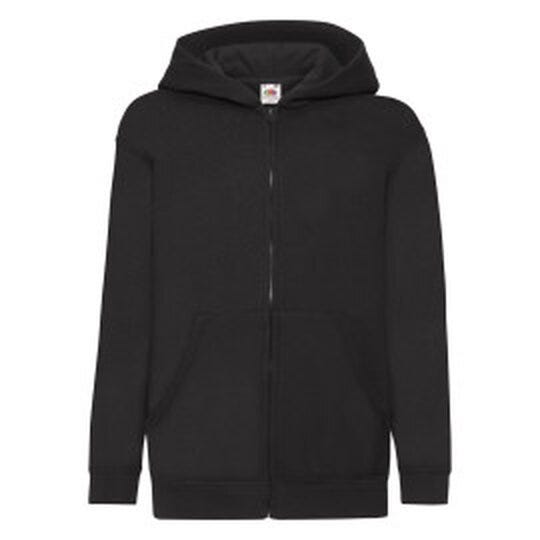Fruit Of The Loom 62045 FOTL Kids Classic Hooded Sweat Jacket - Black