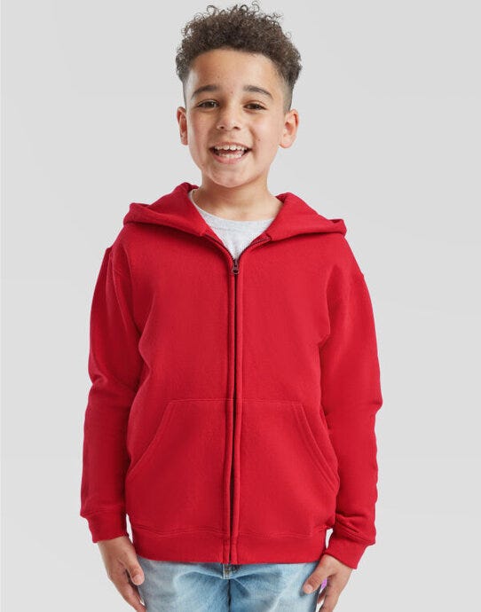 Fruit Of The Loom 62045 FOTL Kids Classic Hooded Sweat Jacket - Red