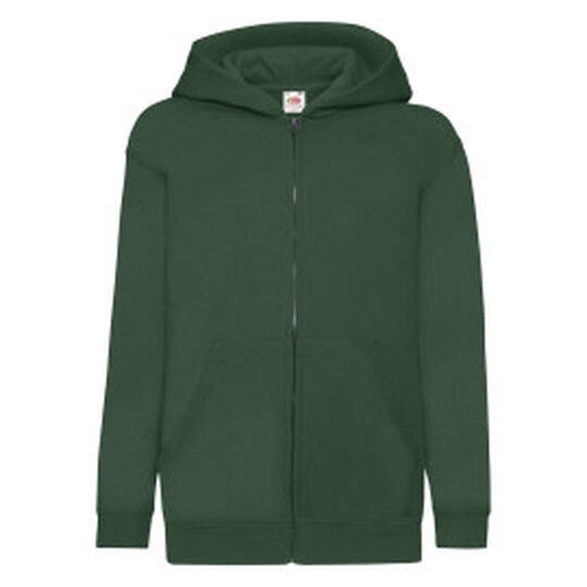 Fruit Of The Loom 62045 FOTL Kids Classic Hooded Sweat Jacket - Bottle Green
