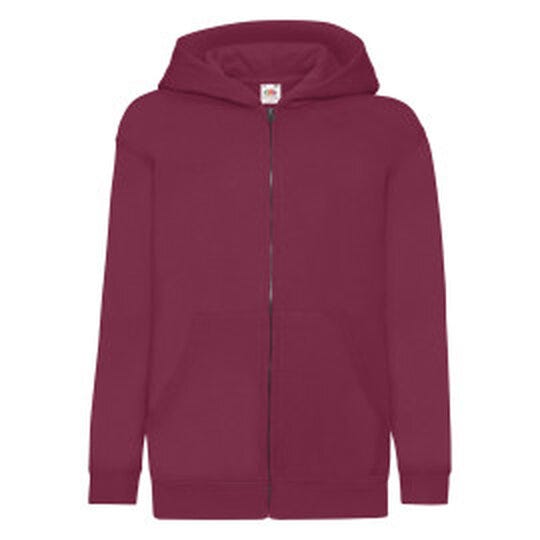 Fruit Of The Loom 62045 FOTL Kids Classic Hooded Sweat Jacket - Burgundy