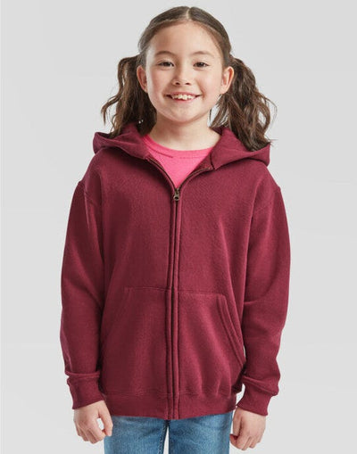 Fruit Of The Loom 62045 FOTL Kids Classic Hooded Sweat Jacket - Burgundy