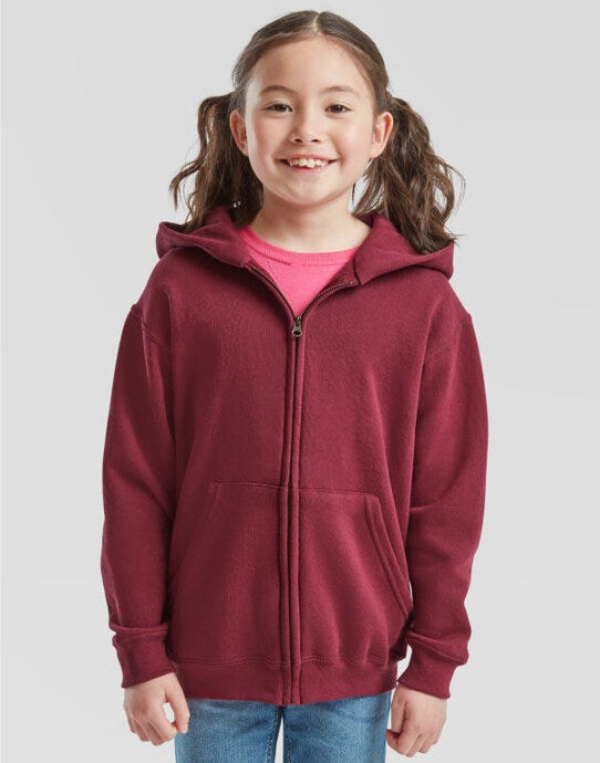 Fruit Of The Loom 62045 FOTL Kids Classic Hooded Sweat Jacket - Burgundy