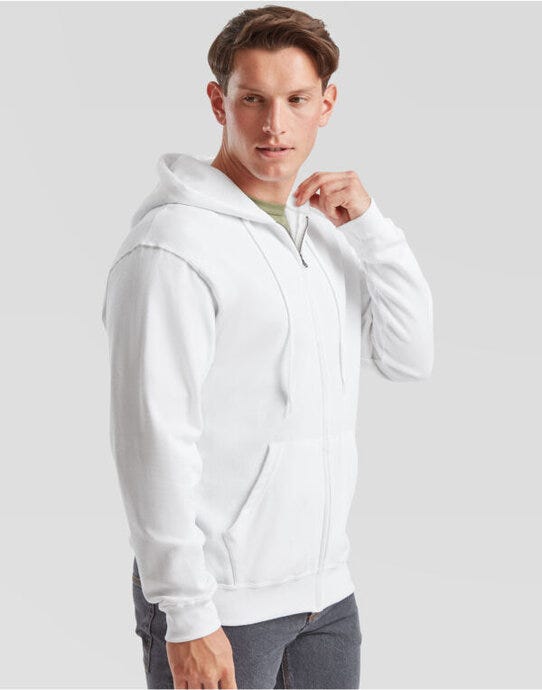 Fruit Of The Loom 62062 FOTL Mens Classic Hooded Sweat Jacket - White