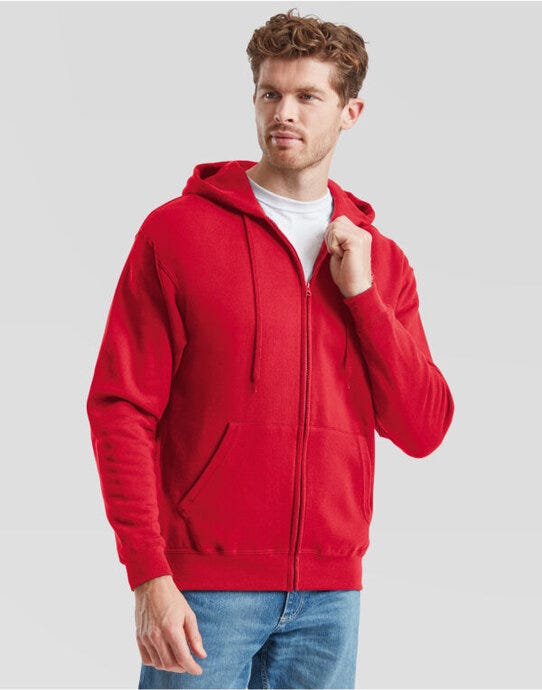 Fruit Of The Loom 62062 FOTL Mens Classic Hooded Sweat Jacket - Red