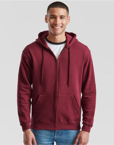 Fruit Of The Loom 62062 FOTL Mens Classic Hooded Sweat Jacket - Burgundy