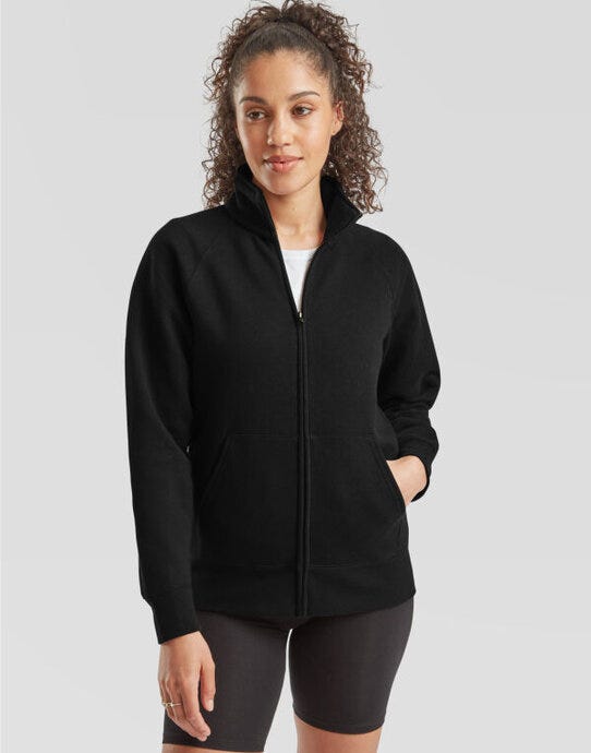 Fruit Of The Loom 62116 FOTL Ladies Premium Sweat Jacket - Black