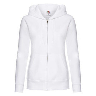 Fruit Of The Loom 62118 FOTL Ladies Premium Hooded Sweat Jkt - White
