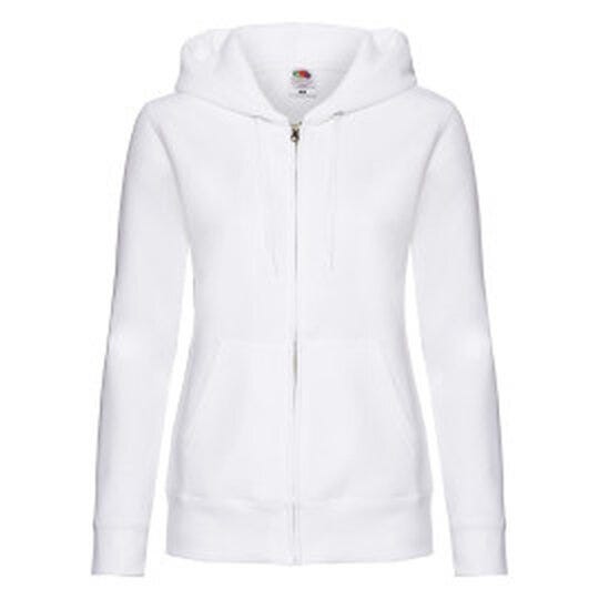 Fruit Of The Loom 62118 FOTL Ladies Premium Hooded Sweat Jkt - White