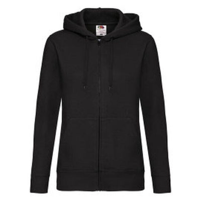 Fruit Of The Loom 62118 FOTL Ladies Premium Hooded Sweat Jkt - Black