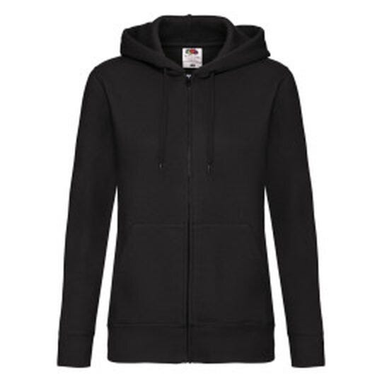 Fruit Of The Loom 62118 FOTL Ladies Premium Hooded Sweat Jkt - Black