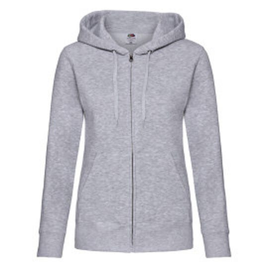 Fruit Of The Loom 62118 FOTL Ladies Premium Hooded Sweat Jkt - Heather Grey