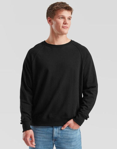 Fruit Of The Loom 62138 FOTL Men's Lightweight Raglan Sweat - Black