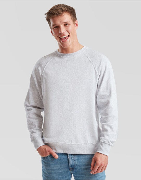 Fruit Of The Loom 62138 FOTL Men's Lightweight Raglan Sweat - Heather Grey