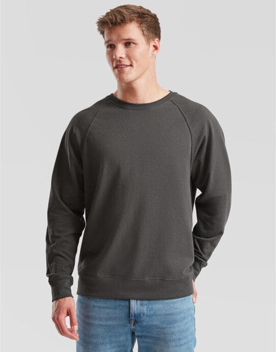 Fruit Of The Loom 62138 FOTL Men's Lightweight Raglan Sweat - Light Graphite