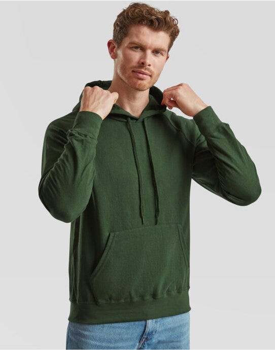 Fruit Of The Loom 62140 FOTL Men's Lightweight Hooded Sweat - Bottle Green